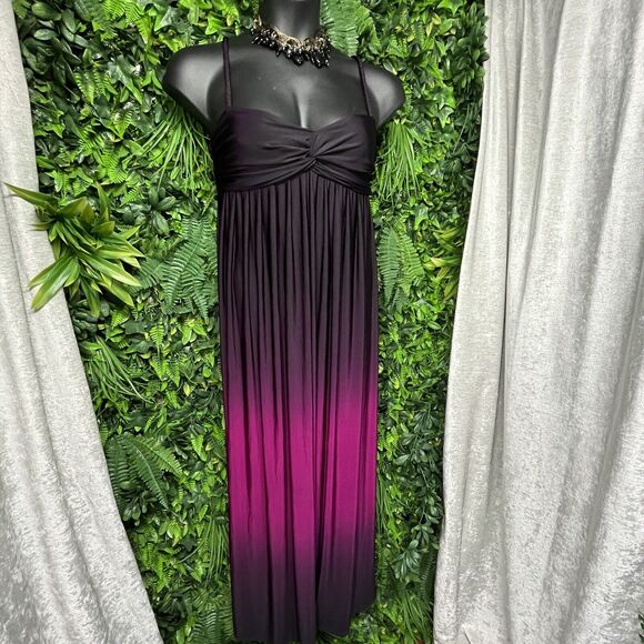 BISOU BISOU Women Dress 14 Purple Maxi‎ Sleeveless Paisley Strappy 1694 - Picture 1 of 11